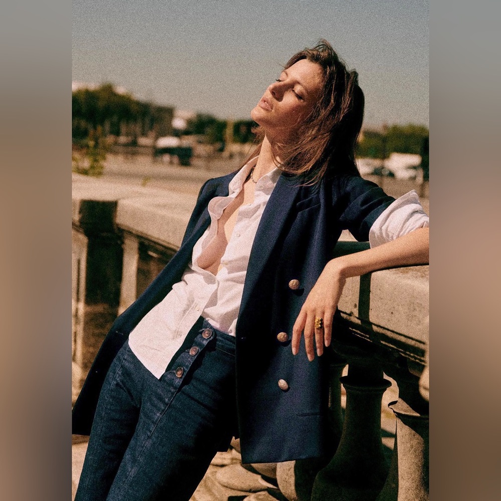 Sézane Michelle Jacket in Navy | FR 34 | US 2 - Picture 6 of 16